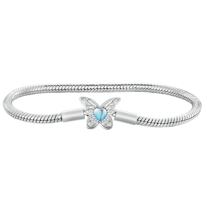 Bratara modulara Trusky, tip Pandora, argint925, 19 cm, cu zirconii albastre si albe