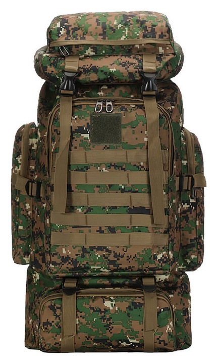 Rucsac de camuflaj jungla de 75L, bedee, rucsac de camping usor si impermeabil, rezistent la apa pentru alpinism, camping, drumetii, ciclism, 33.5x66.5cm