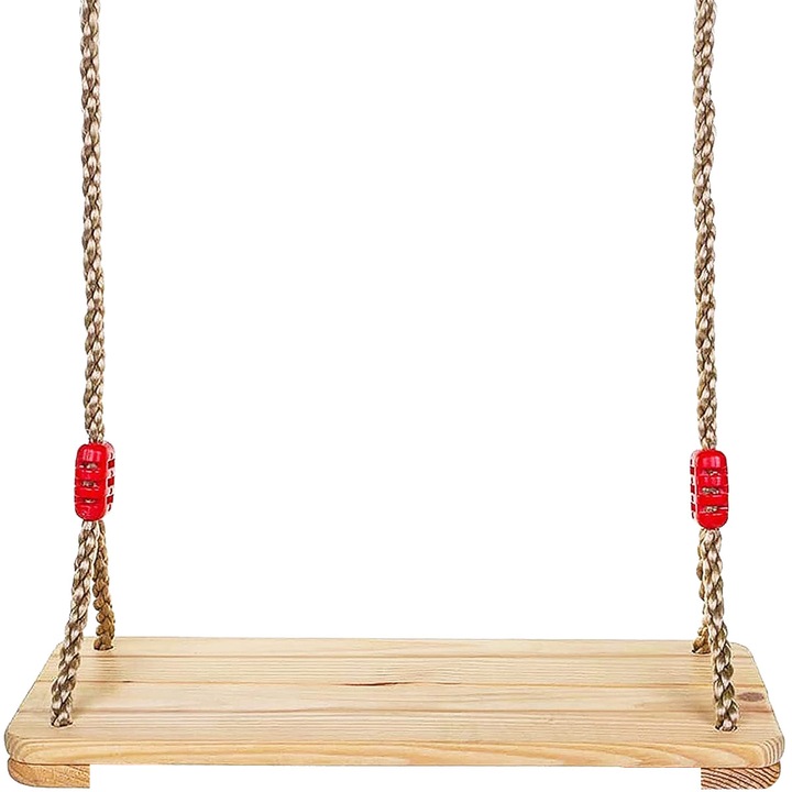 Дървена люлка YOUKUKE за деца, 40x16x1,2 см, регулируемо въже 112-196 см, максимум 150 кг, подходяща за 3-12 години