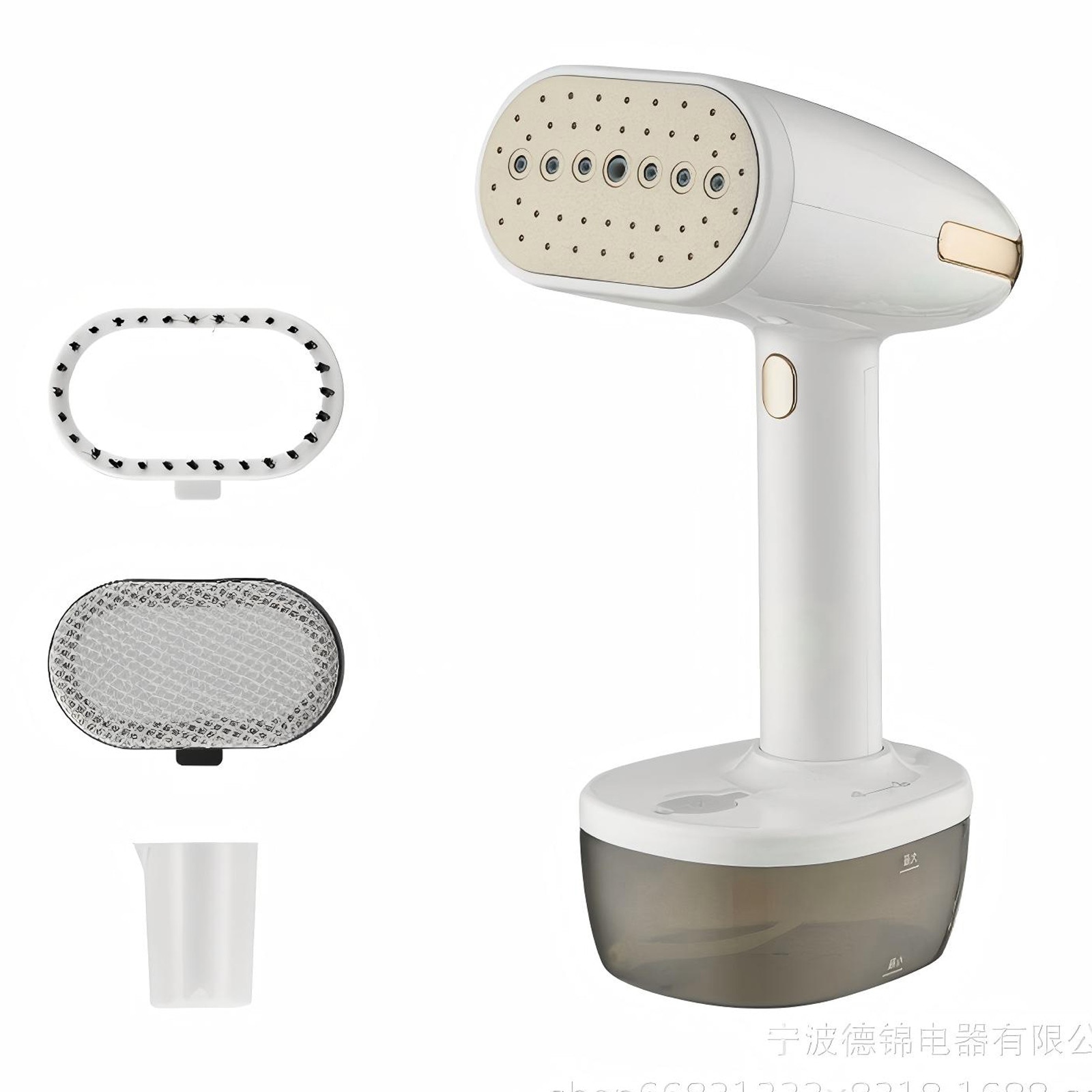 Aparat de calcat vertical portabil, 1800W, 2 setari de abur, Ecran de afisare LED, Abur 30g/min, Rezervor de apa detasabil 350ml, Panou ceramic, Protectie la supraincalzire, Aluminiu/Ceramica, Galben deschis