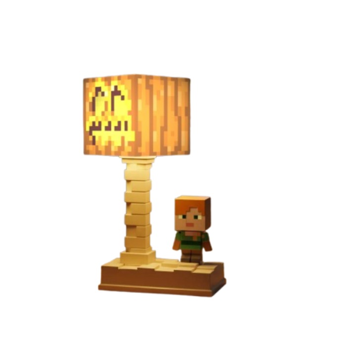 Lampa de veghe copii tematica Minecraft, forma de dovleac, control al luminozitatii in 5 trepte, incarcare Type-C