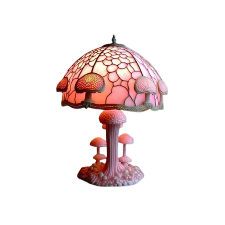 Lampa de veghe copii, ciuperca, din rasina colorata, reincarcabila USB