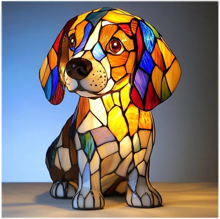 Ornamente din rasina, lumini de noapte LED, sculpturi artistice cu beagle, lampi de masa decorative