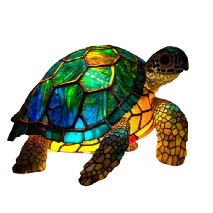 LED нощна лампа, смола, костенурка, 17см