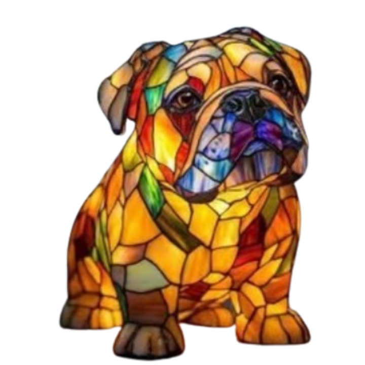 Veioza LED pentru caini, bulldog englez, rasina, 17 cm