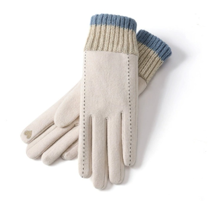 Ръкавици, подплатени с полар, удебелени за топлина, защита от студ, един размер, ST-44, бели