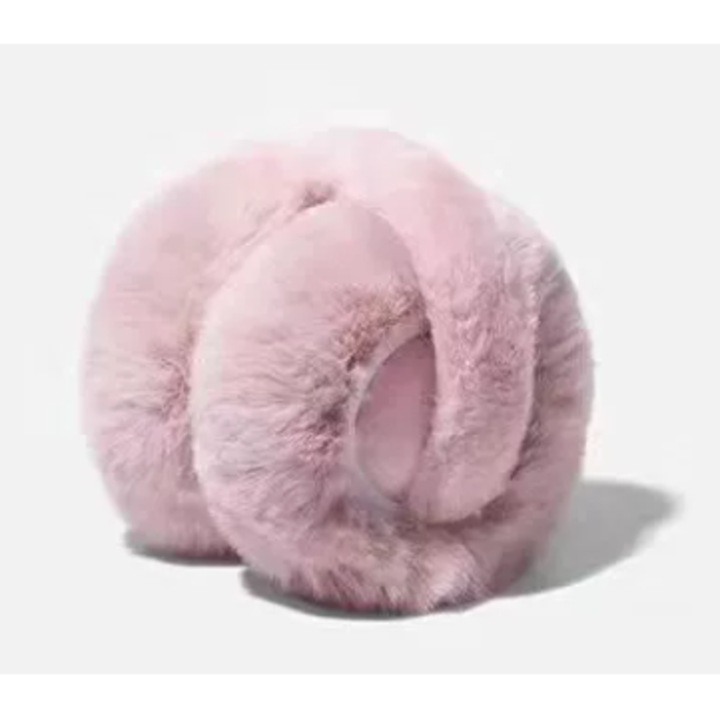 Női téli fülvédők, plüss, rózsaszín, összecsukható, EZ-10