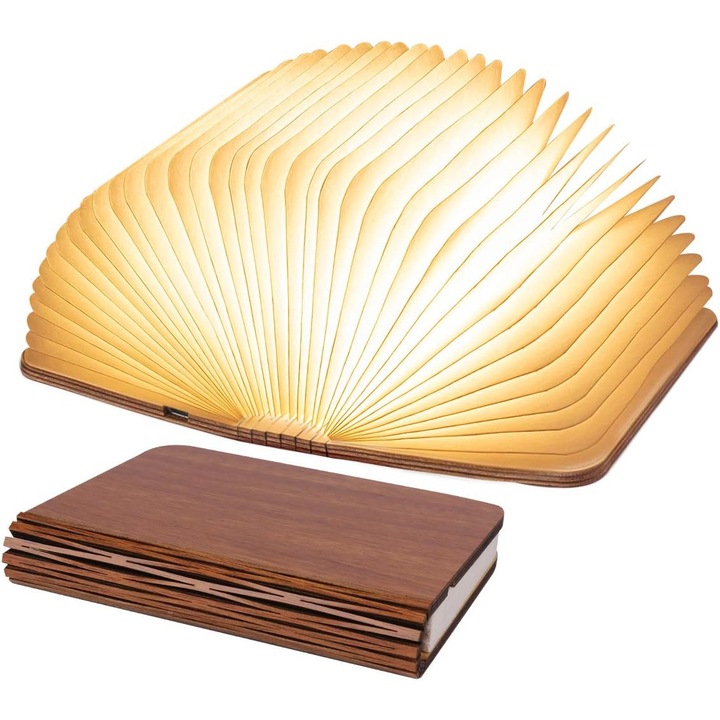 Lampa de birou pliabila din lemn, LED, 8 culori, 14x10x2cm