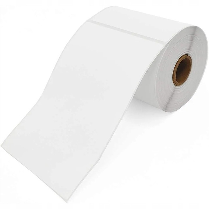 Hőcímkék, márkajelzés nélküli, 100x150 mm, 500 db, perforált, erős ragasztóval, fehér, papír, téglalap alakú, új, nem
