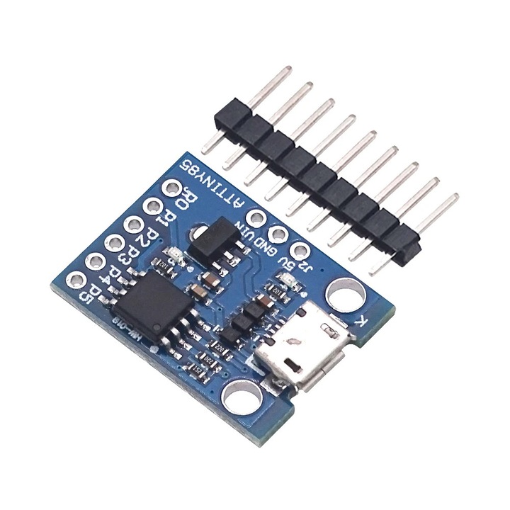 Modul de dezvoltare ATtiny85, suport Arduino IDE, 6 pini I/O, albastru
