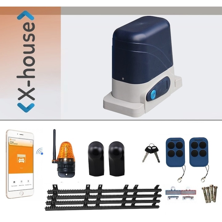 Kit automatizare poarta culisanta Electro AG Power Gate Smart 600 Kg, motor 200W, telecomenzi, lampa, fotocelule