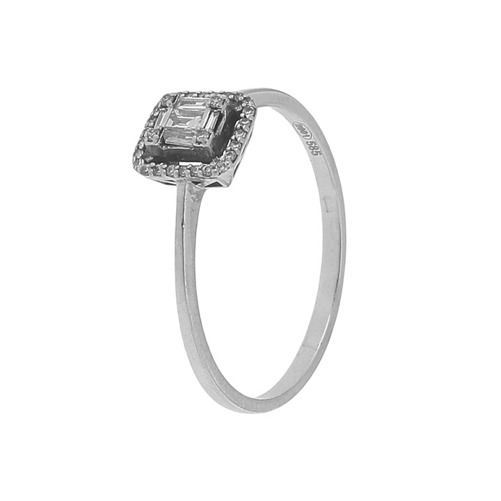 Inel de Logodna din Aur 14K decorat cu Diamnate Naturale 0.26ct. G-I VS2-SI2 Marimea 60 1.85g
