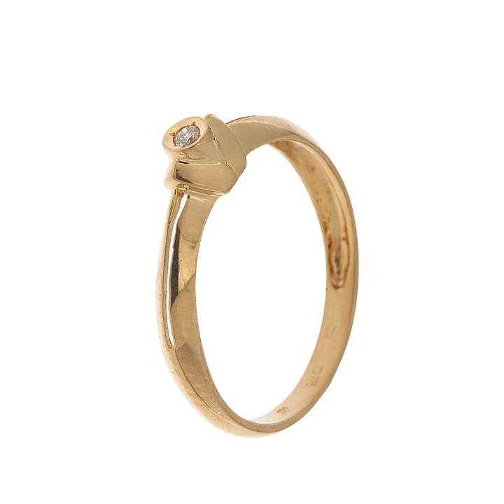 Inel de Logodna din aur 18K decorat cu Diamant Natural 0.02ct. H I2 Masura 53 1.69g