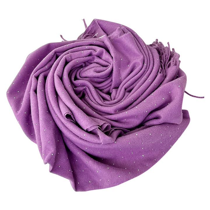 Esarfa Cashmere Sparkle, pentru femei, in cutie cadou, Mov lavanda, Velve