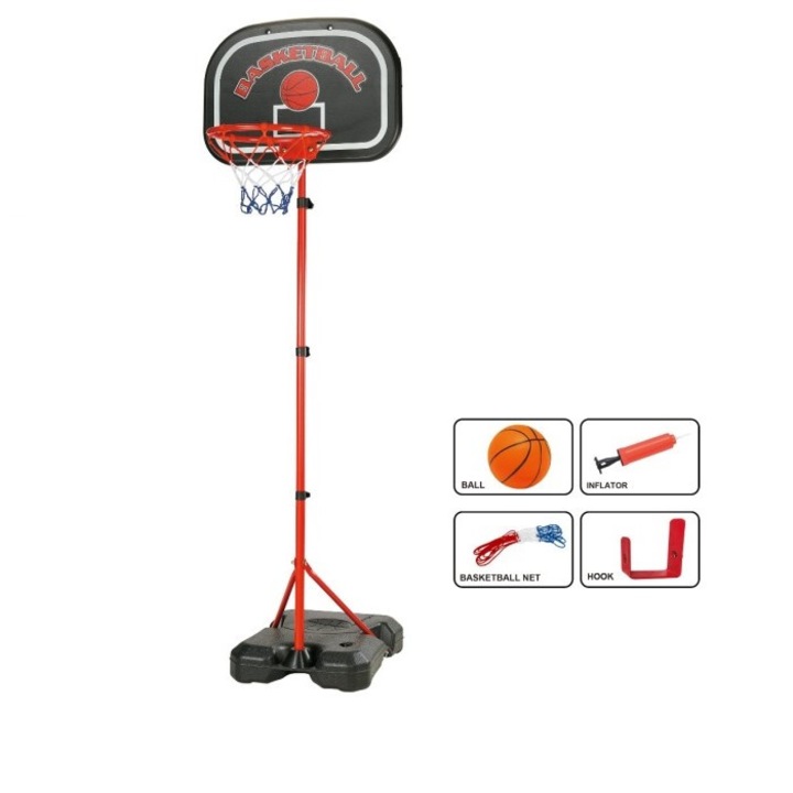 Coș de baschet cu suport metalic, cu panou, 195 cm