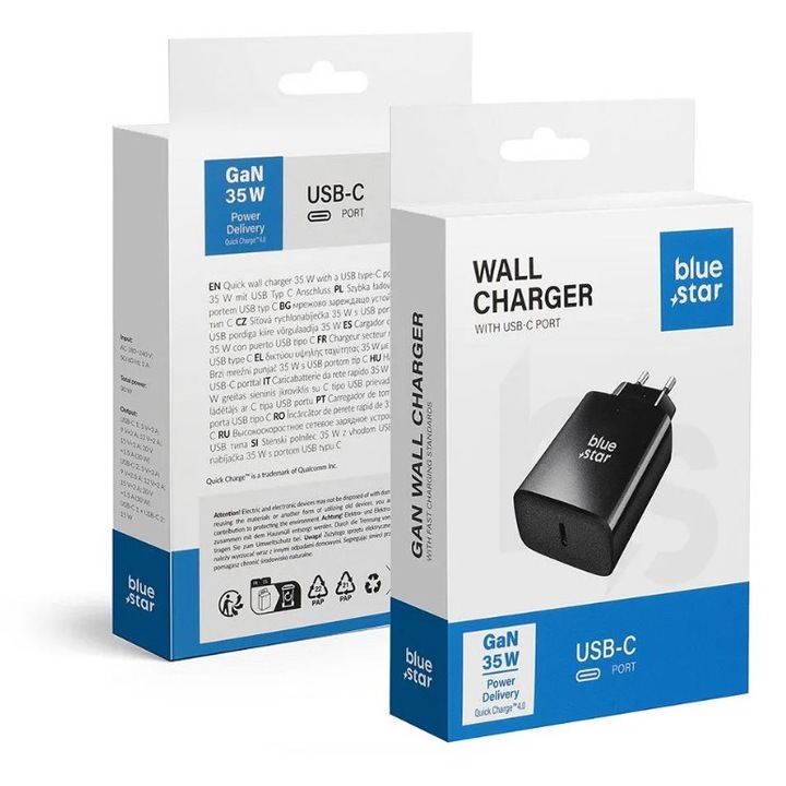 Incarcator Priza Blue Star TFB-TC-35WPD, Putere 35W, Port Type-C, Negru