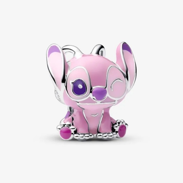 Bratara Lilo si Stitch Charm din argint 925, compatibila cu bratarile Pandora, roz, cadou de bijuterii pentru femei