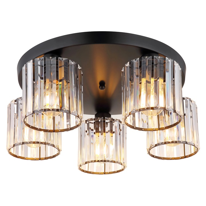 Lampa de tavan Toolight EBT023-5C, 5 puncte de lumina, negru, 45x45x15cm