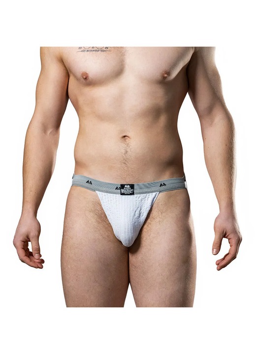 Chiloti Jockstrap, lenjerie barbati, MM Original Jocks 1 Inch, alb, Alb