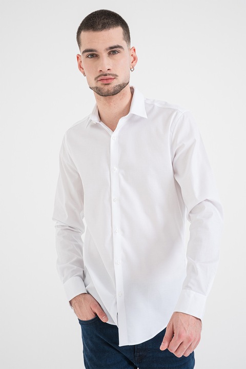 CALVIN KLEIN, Camasa slim-fit cu model uni, Alb
