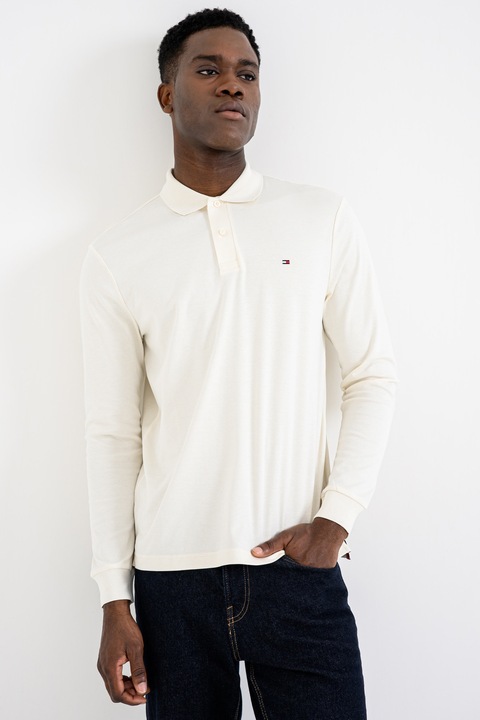 Tommy Hilfiger, Bluza polo cu logo discret, Bej deschis