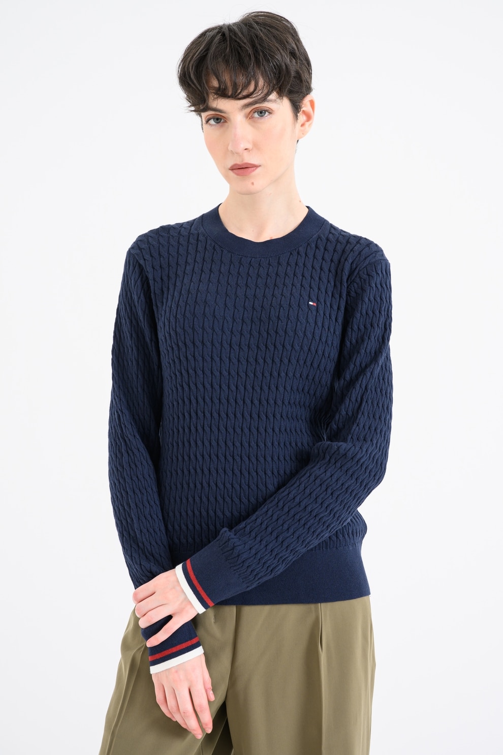 KOTON, Pulover supradimensionat cu model torsade, Bleumarin, L