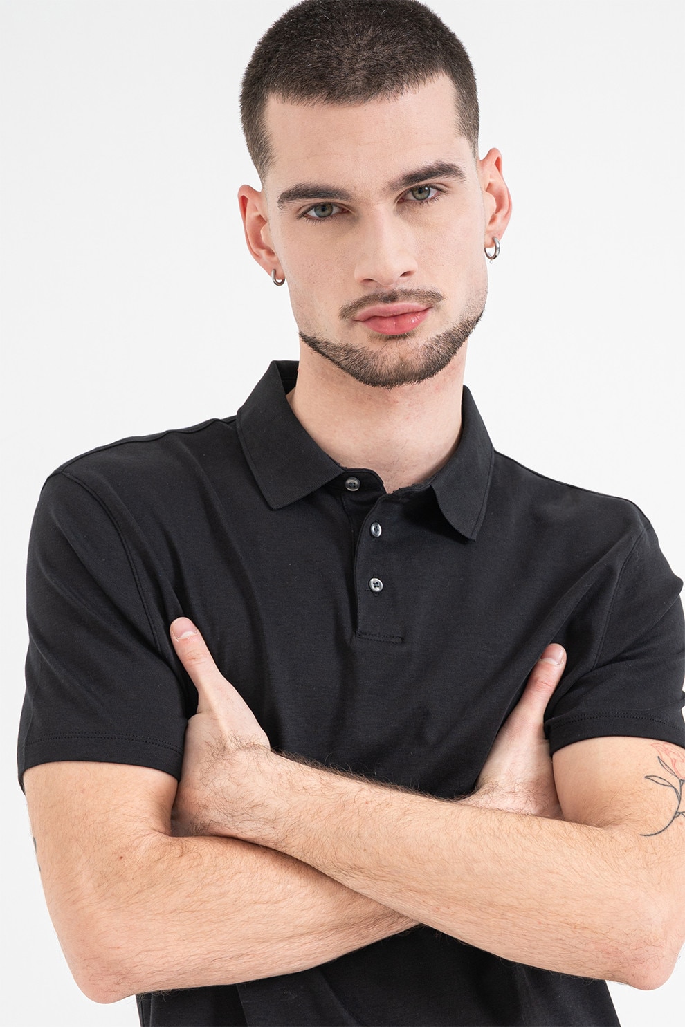 CALVIN KLEIN, Tricou polo slim fit din bumbac, Negru, XL