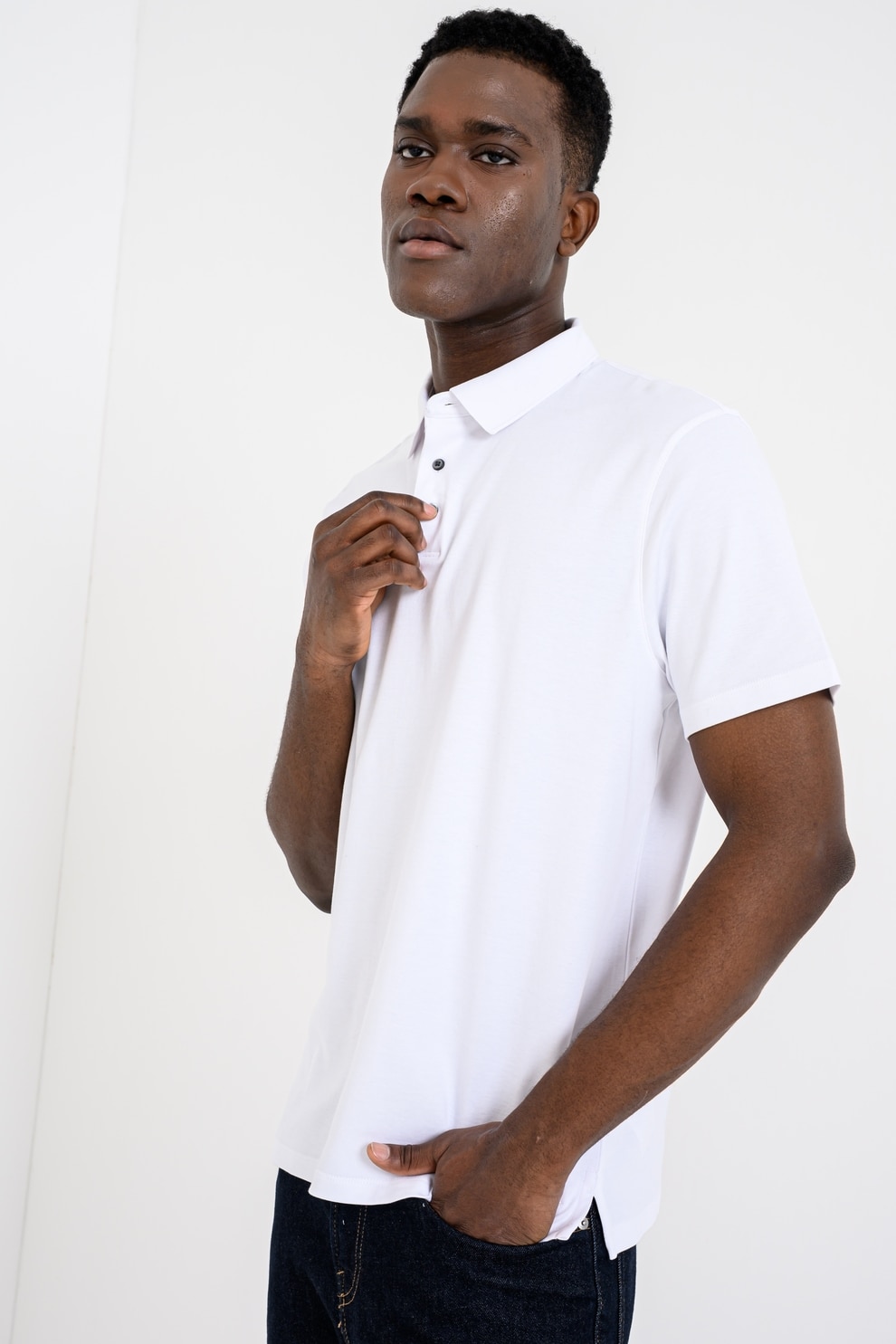 CALVIN KLEIN, Tricou polo slim fit din bumbac, Alb, S