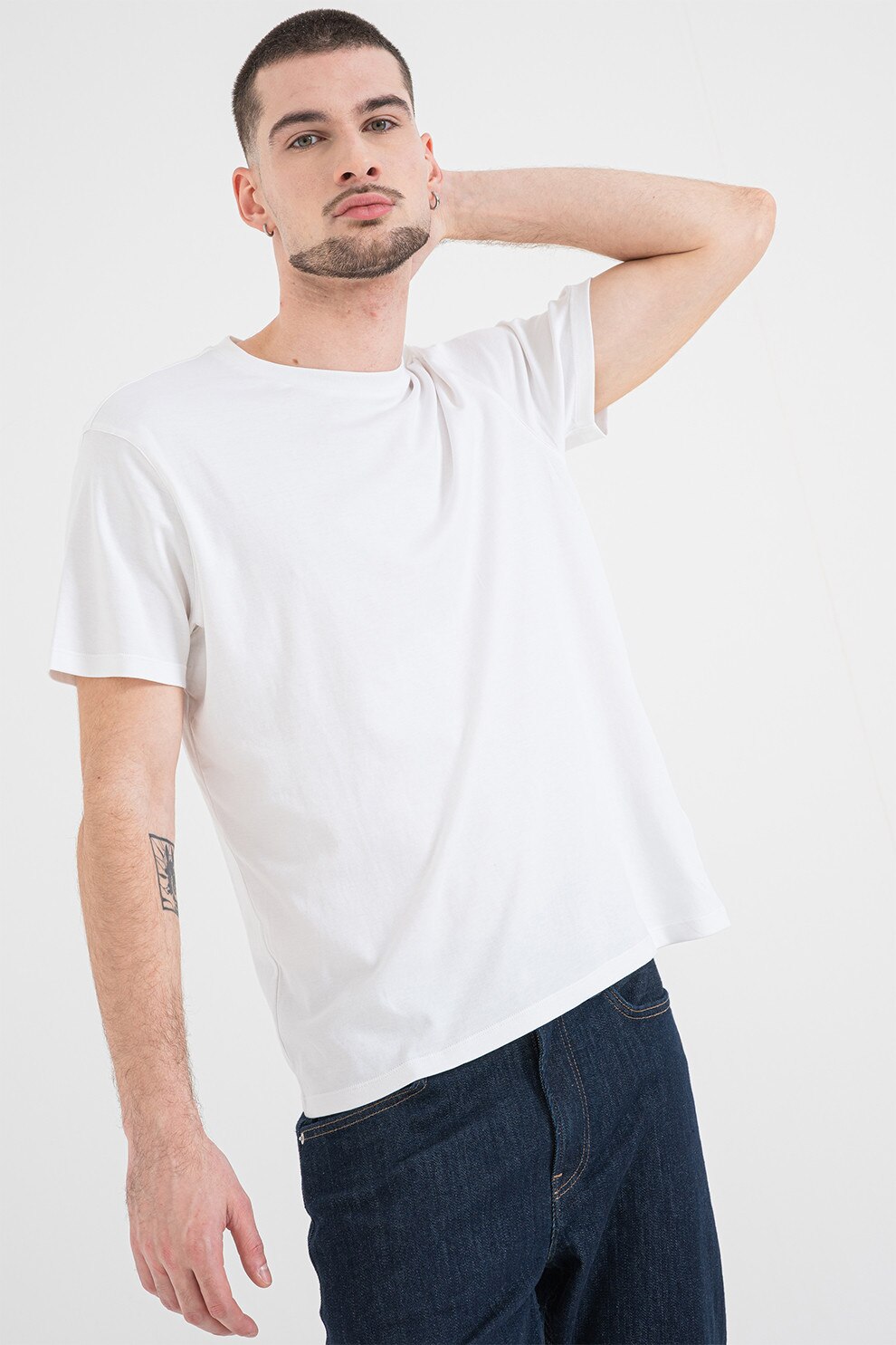 CALVIN KLEIN, Tricou din bumbac cu model uni, Alb, XL