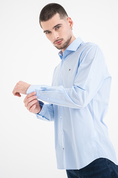 Tommy Hilfiger, Szűk fazonú pamuttartalmú ing, Jégkék