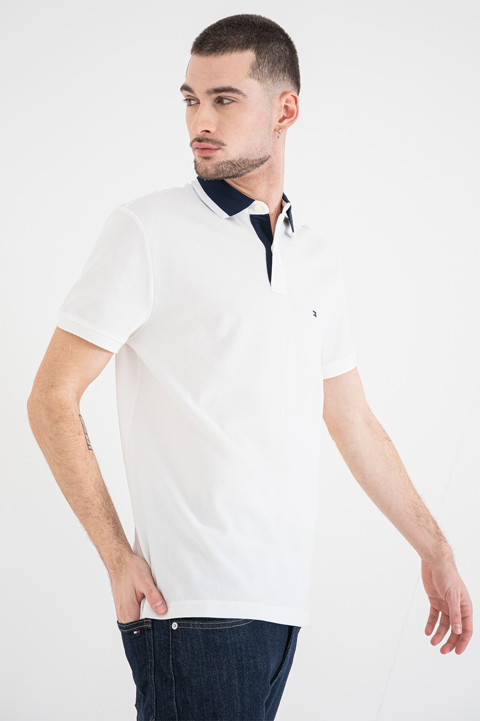 Tommy Hilfiger, Tricou polo regular fit, Alb, L