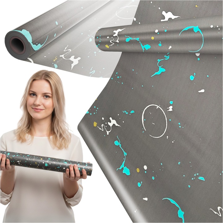 Hartie Pentru Ambalat Cadouri, Paperhit, 25 M, Rola Mare, Gri