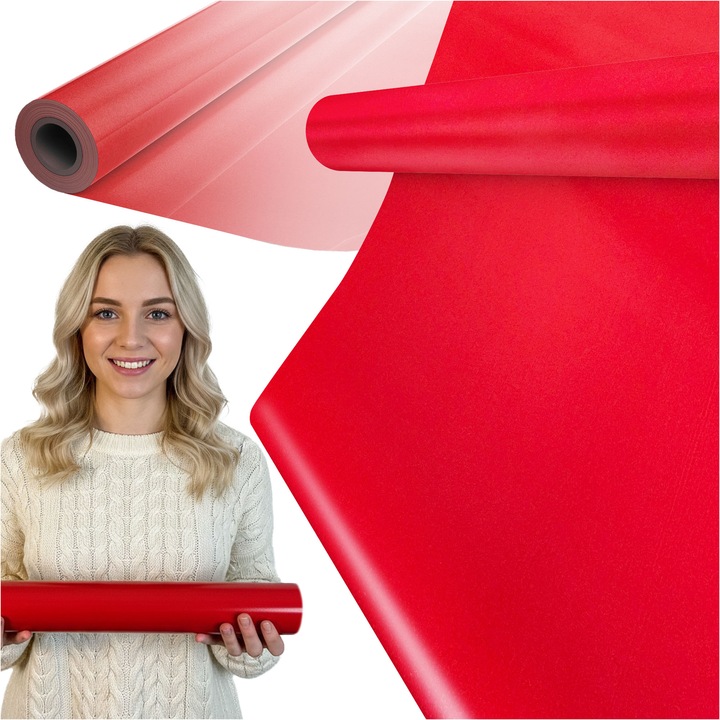 Hartie Pentru Ambalat Cadouri, Paperhit, 25 M, Rola Mare, Rosu Aprins