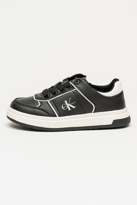 CALVIN KLEIN, Скосени маратонки с перфорации, Черен