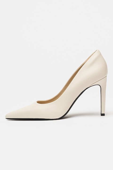 CALVIN KLEIN, Pantofi din piele cu toc stiletto Pump 90, Crem