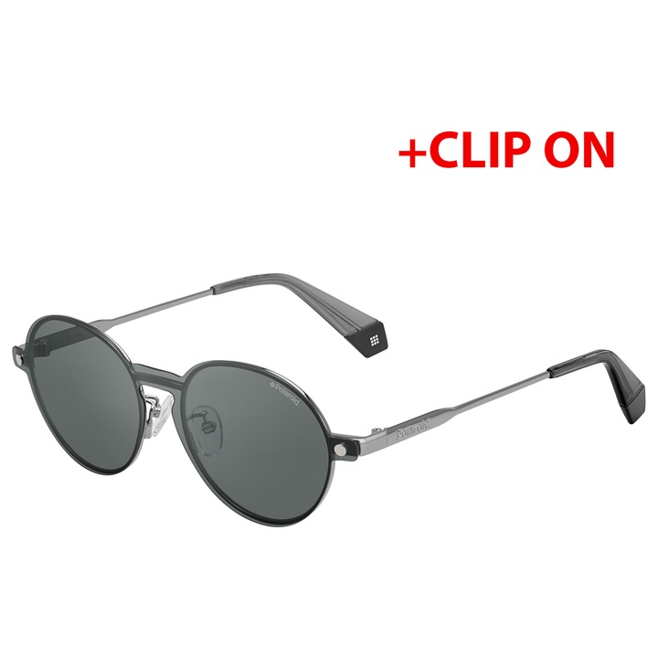 Polaroid, Мъжки рамки за очила + Clip On, Неръждаема стомана, 51-17-145