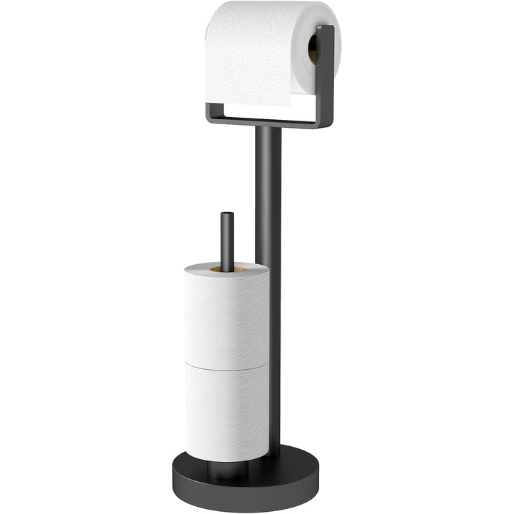 Suport pentru Hartie Igienica Excitat, Otel inoxidabil, Capacitate 3-4 Role, Design Modern, Negru