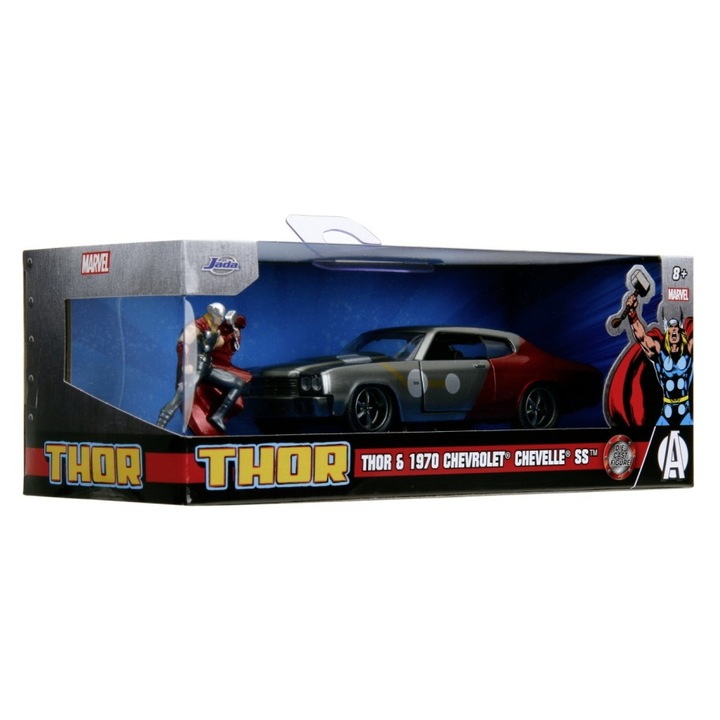 Set figurine Thor si masinuta Chevy Chevelle SS, Simba, scala 1:32, multicolor