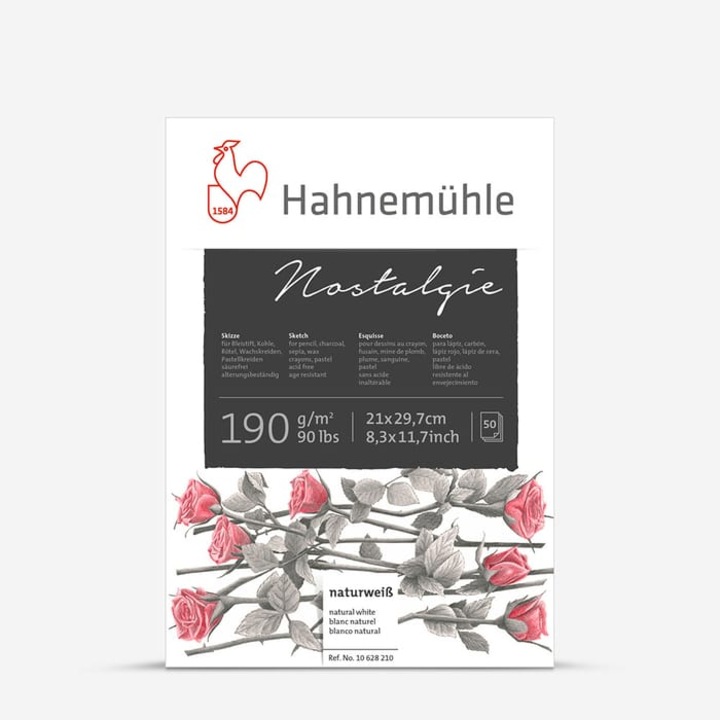 Bloc pentru desen si schite Nostalgie 190gr/mp, 50 coli - Hahnemuhle, 10628210 - A4