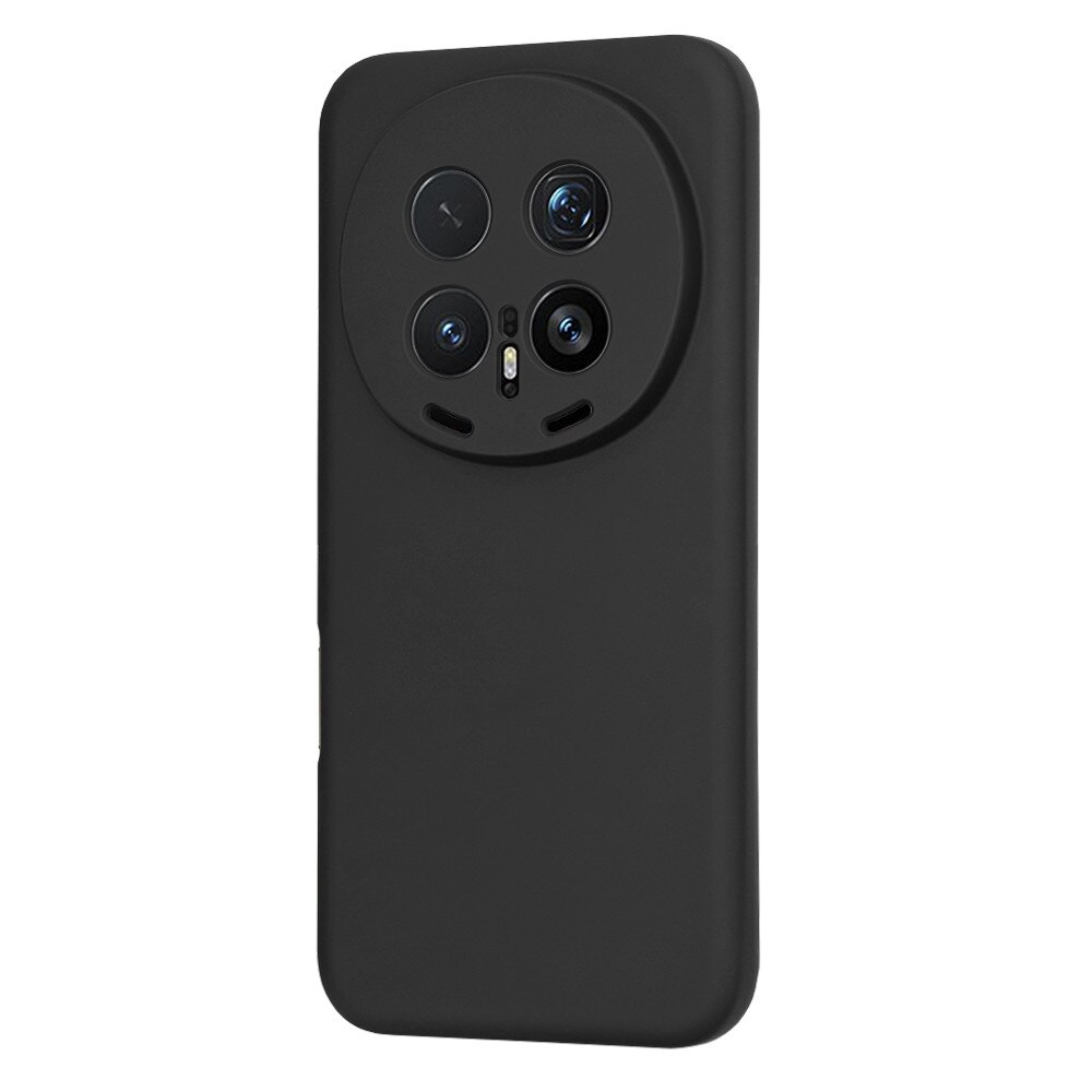 Husa pentru Honor Magic 8 Pro Liquid Silicone, subtire, captusita cu microfibra, anti amprenta, protectie camera foto, negru
