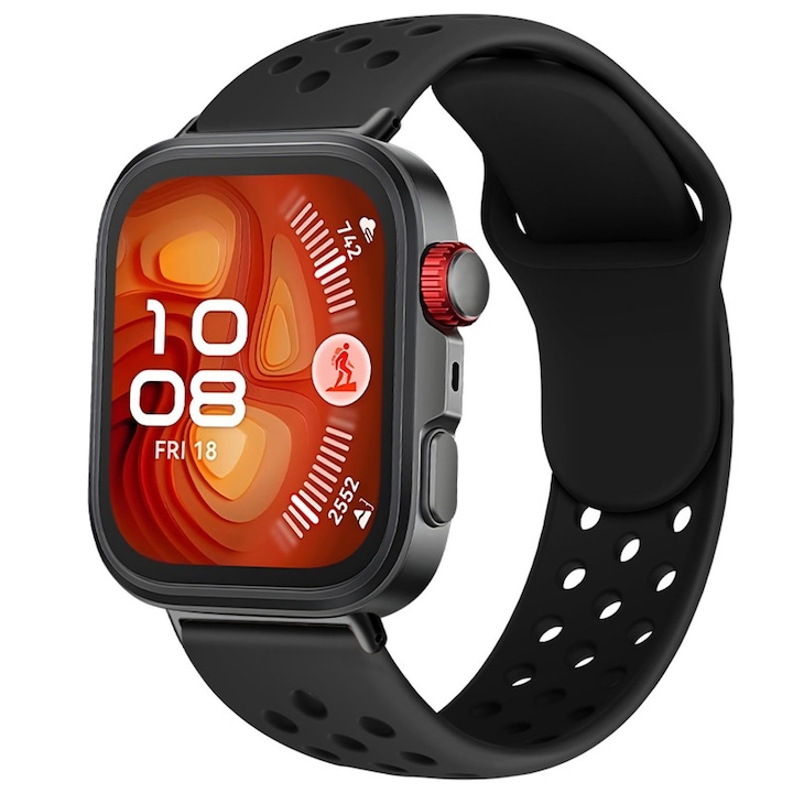 Curea Silicon Perforata pentru Huawei Band FIT4/FIT3/FIT 4 PRO, SZGULAIKE, Model Uni Respirabil, negru