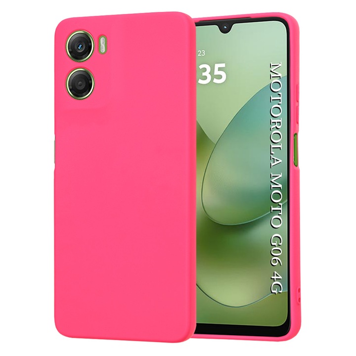 Husa pentru Motorola Moto G06, SKYDDAR INNOVATION, din Silicon Catifelat, SoftElegance, set cu sticker, Fucsia