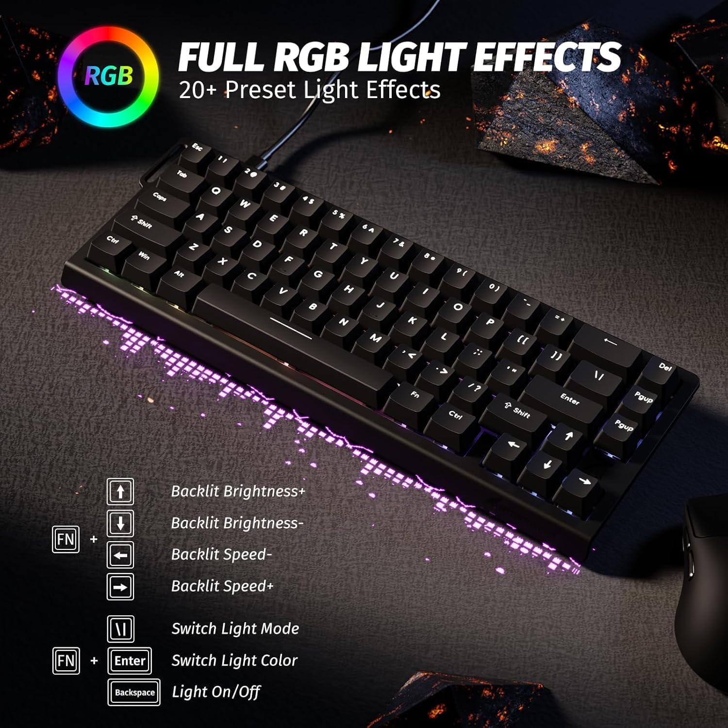 Pc Rajab Shar Tastatura mecanica de gaming ATTACK SHAR-K X68 HE cu declansare rapida ...