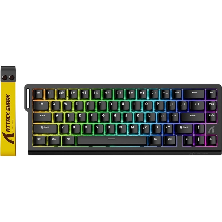 Tastatura mecanica de gaming ATTACK SHAR-K X68 HE cu declansare rapida, 60% TKL cu fir, actionare reglabila, comutator magnetic cu efect Hall, rata de interogare de 8 kHz, iluminare din spate RGB, montare superioara pentru PC Mac Esport Gamer