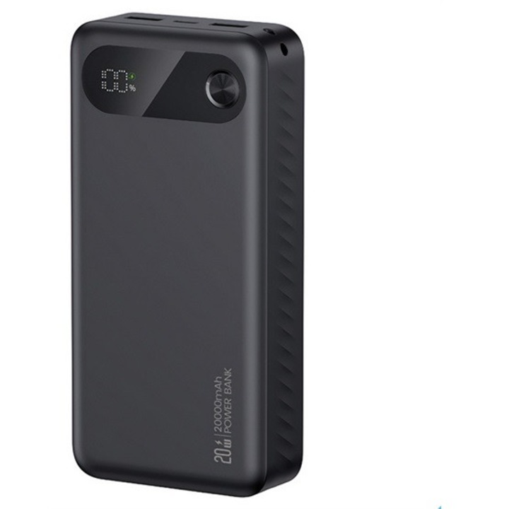 Usams pb80 vésztöltő 2 usb+type-c, 20000mah, 20w, pd gyorstöltő, fekete