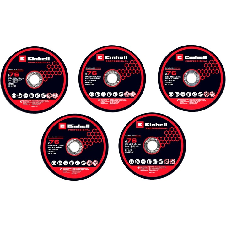 EINHELL Vágókorong szett 76mm (5db) TP-CO 18/76-C Li BL akkus sarokcsiszolóhoz