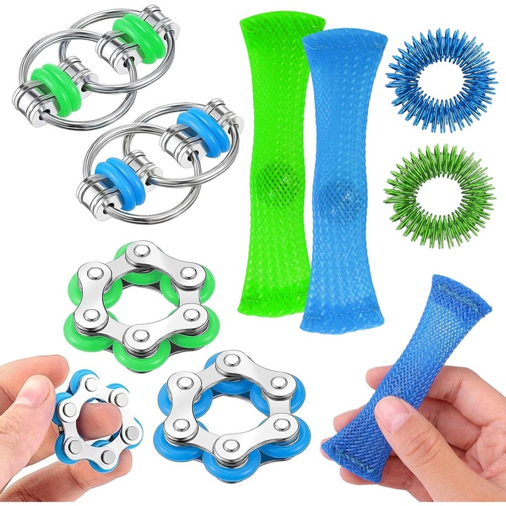 Jucarii anti-stres, un set de 8, sigure, durabile si portabile, amelioreaza anxietatea, jucarii interactive potrivite pentru toate varstele, OUYLAF, multicolore