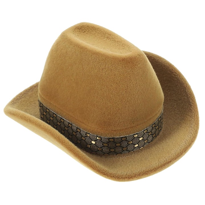 Кутия за бижута мини органайзер, AFKSMILE, Кутия от кадифе във формата на каубойска шапка, Против надраскване, Водоустойчива, Устойчива на износване, За пръстени, колиета, обеци, Пластмаса + текстилен материал, 69 * 57 * 37 мм, Кафяв