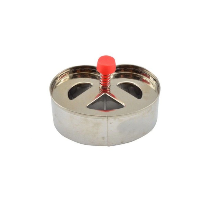 Forma prajituri, 3 cavitati, din inox, rosie, usor de curatat