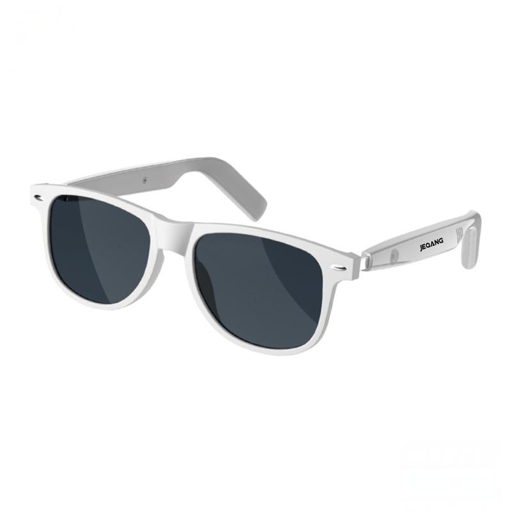 Ochelari audio Bluetooth JG-861, Jeqang, protectie UV, sunet de inalta fidelitate, culoare albastra, dimensiuni confortabile.